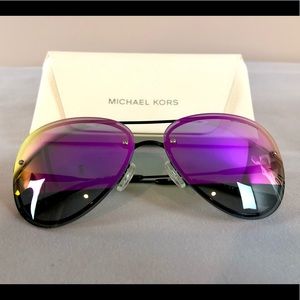 Like New Michael Kors La Jolla Aviator Sunglasses in Color-blocked Fuchsia/Black